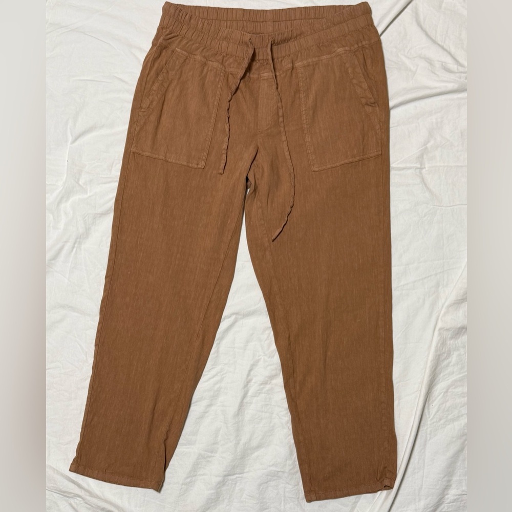 Kut from the Kloth light Brown linen blend cropped pants - Picture 4 of 9